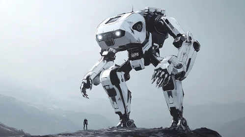 Advanced Robot Overlooking Humans in Mountain Range