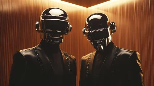 Modern Robots Against Golden Background