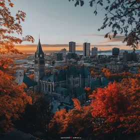 Historic Clock Tower Amidst Autumnal Cityscape