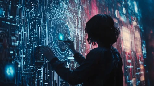 Cyberpunk Digital Interface Interaction