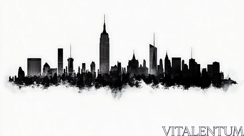 Urban Skyline Silhouette in Black and White