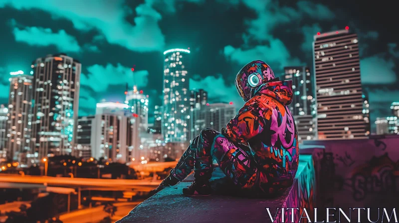 Urban Neon Night with Graffiti Style