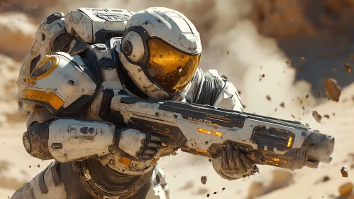 High-Tech Combat in Barren Landscape