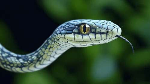 Detailed Image of a Snake's Head and Tongue