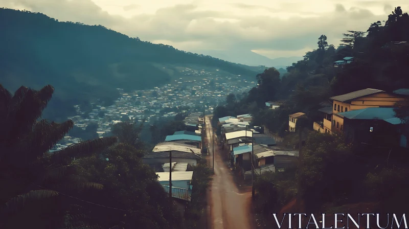 Serene Village Road through Hills at Dusk