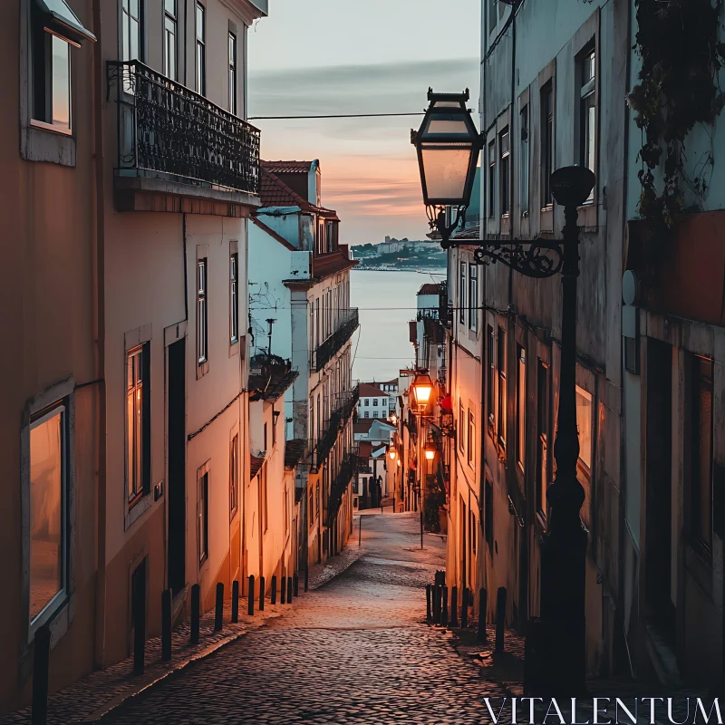 Charming Urban Street in the Evening Light