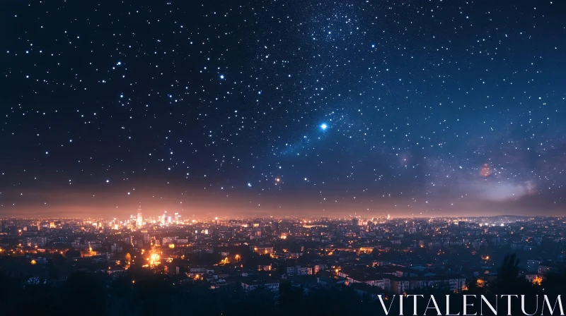 Urban Nightscape under a Starry Canopy