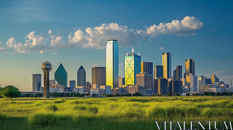 Urban Landscape with Sunlit Buildings