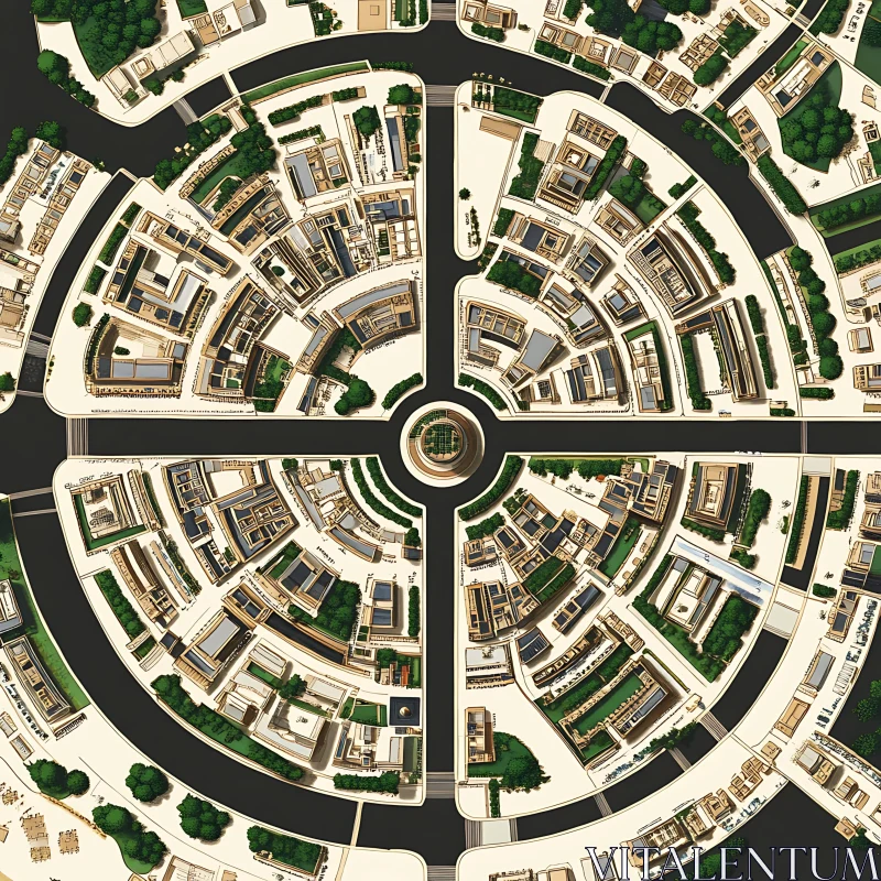 AI ART Symmetrical Urban City Design from Above