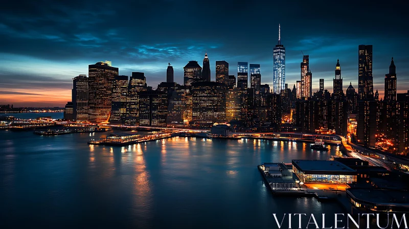 Skyline and Waterfront at Night