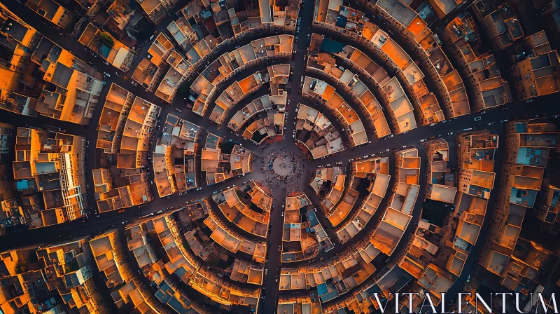 Aerial Cityscape with Geometric Pattern AI Image