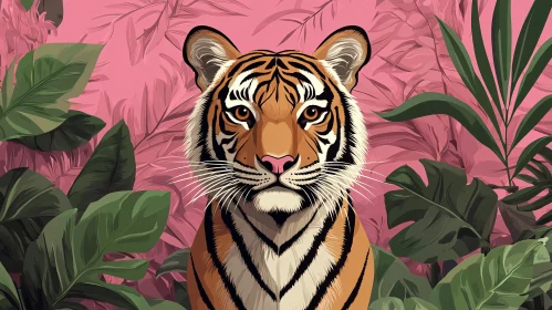 Tiger Art in Jungle Setting