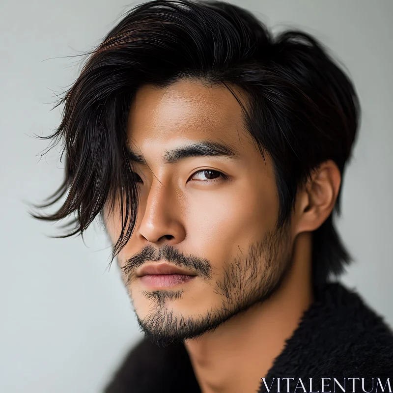 Male Portrait with Beard and Modern Hairstyle