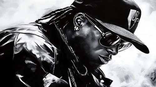 Black and White Digital Painting of a Man