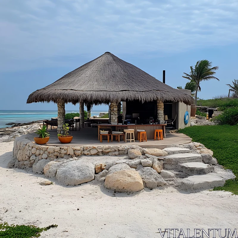 Tropical Island Beach Hut AI Image