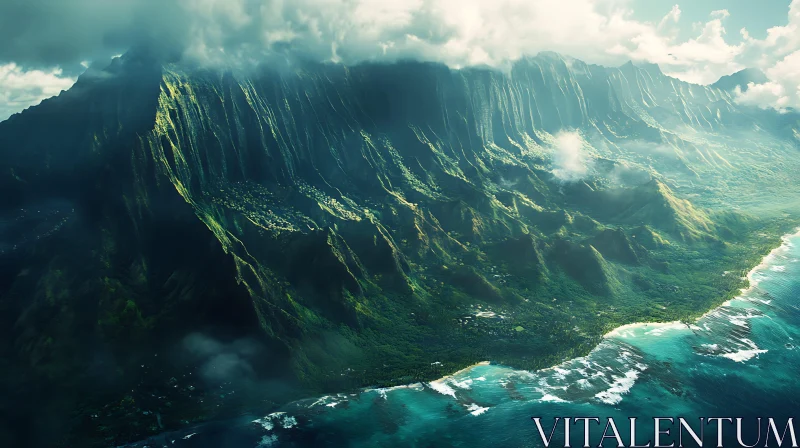 Breathtaking Island Landscape with Mountains and Ocean