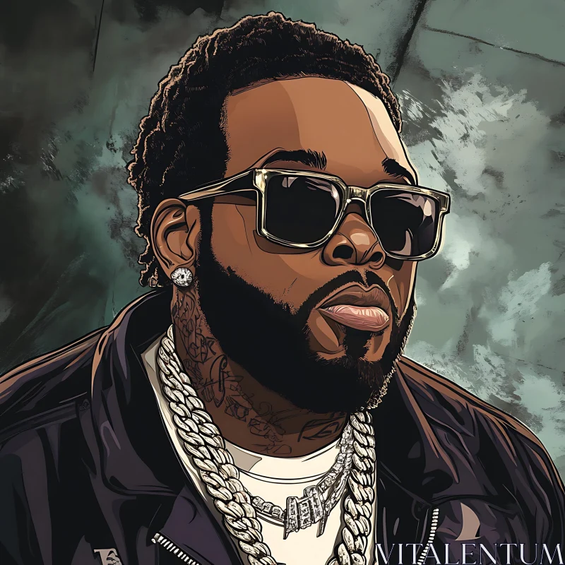 Pop Art Man with Sunglasses and Chains