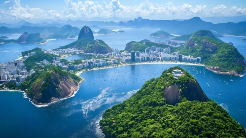 Picturesque Coastal City and Bay from Above