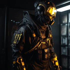 Advanced Cybernetic Armor in a Futuristic Setting