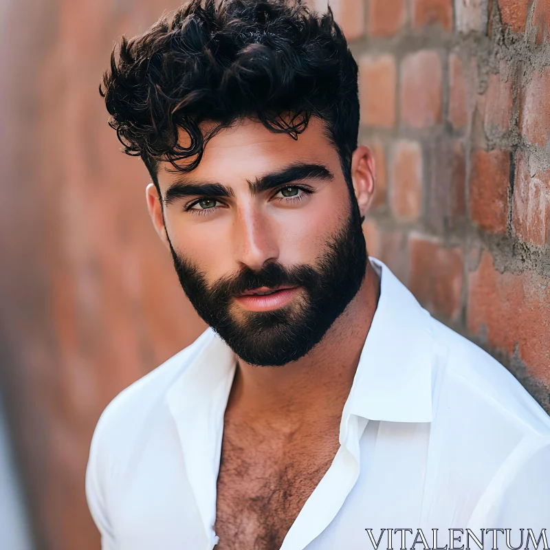 Bearded Man in White Shirt Portrait