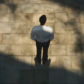 Man in White Shirt Standing on Paved Ground