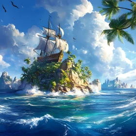 Serene Maritime Adventure with a Sailing Ship