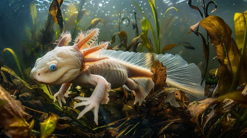Unique Underwater Beauty: Axolotl Scene