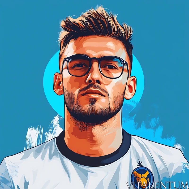 Graphic Portrait of a Man with Light Brown Hair and Glasses
