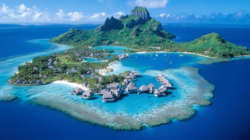 Tropical Island with Over-Water Bungalows