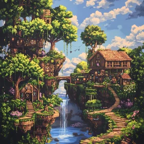 Whimsical Treehouse Cliffs and Cascades