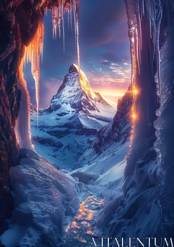 Mountain View from Icy Cave AI Image