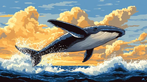 Whale Jumping in the Ocean