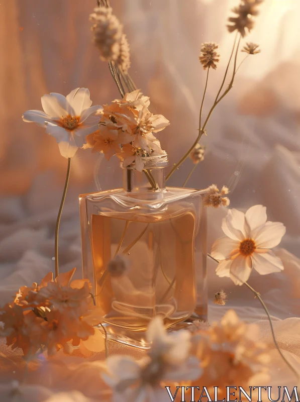 AI ART Floral Elegance with Perfume Bottle