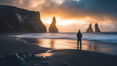 Peaceful Sunset at a Majestic Beach