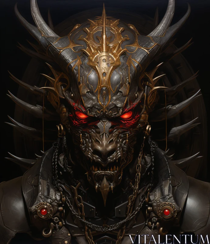 AI ART Demon with Glowing Eyes and Elaborate Armor