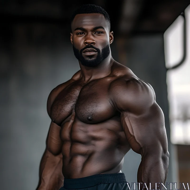 Powerful Bodybuilder Portrait AI Image