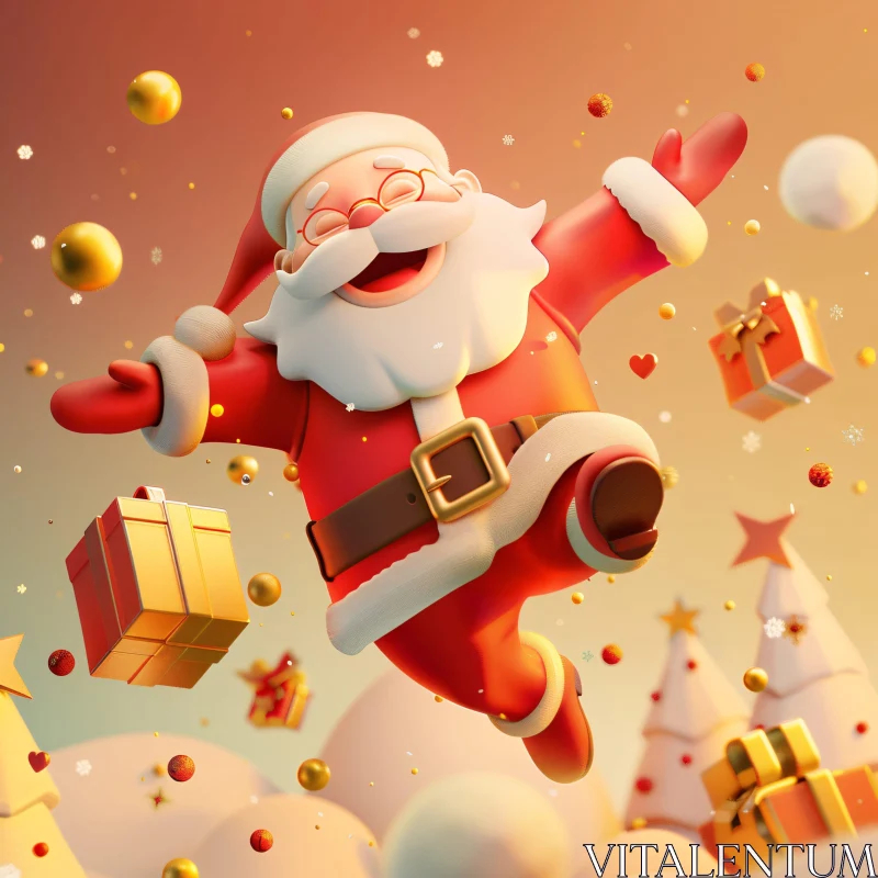 AI ART Animated Santa Claus Celebrating Christmas