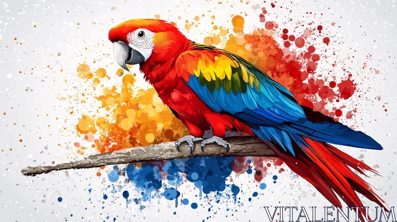 AI ART Colorful Parrot with Artistic Background