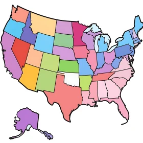 US States Map Illustration