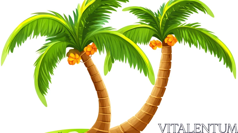 Colorful Palm Trees Illustration AI Image