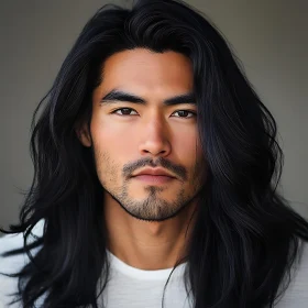 Expressive Long-Haired Man Portrait