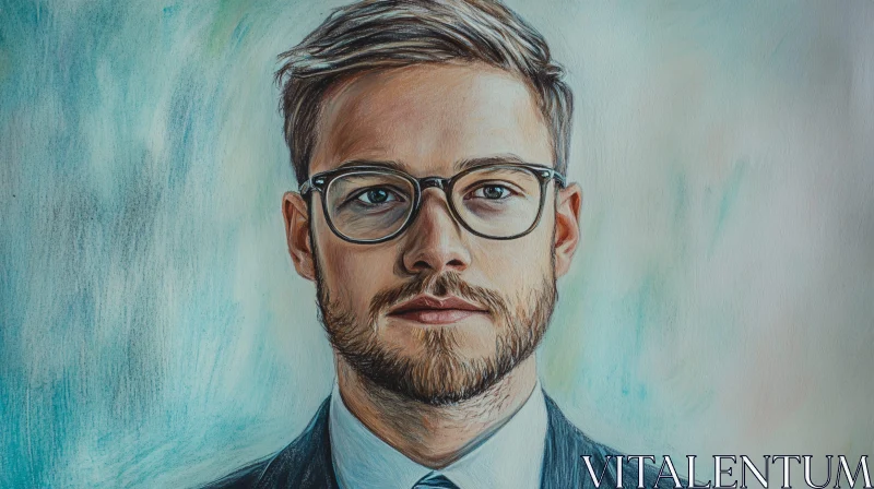 Male Portrait Art with Glasses AI Image