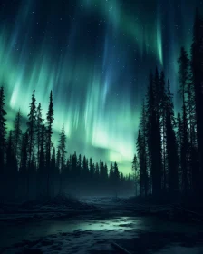 Northern Lights in the Forest