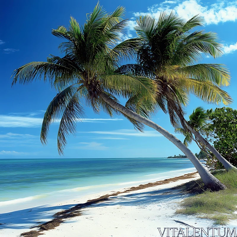 Idyllic Tropical Beach Scene AI Image