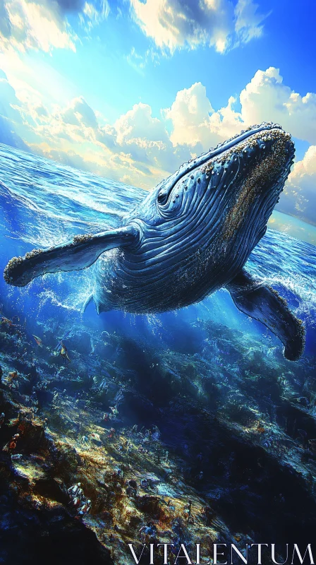 Whale Underwater Scene AI Image