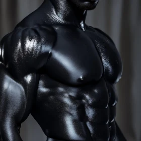 Glossy Black Male Torso Sculpture