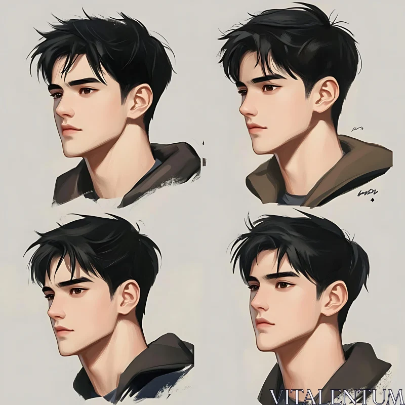 Anime Portrait of Young Man AI Image