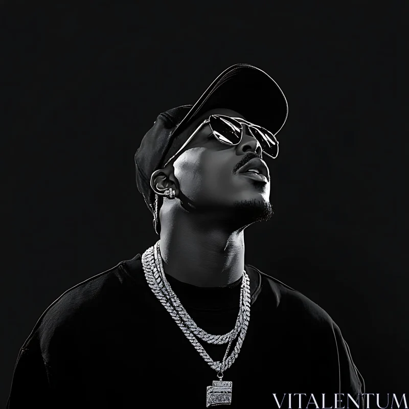 Fashionable Man in Sunglasses and Chains AI Image