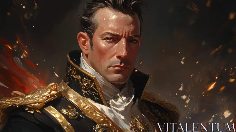 Stately Military Man Portrait AI Image