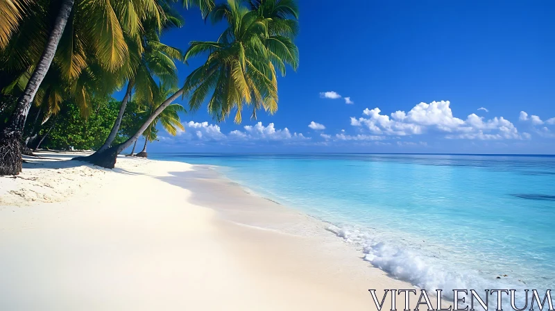 Serene Coastal Beach with Crystal Clear Ocean AI Image